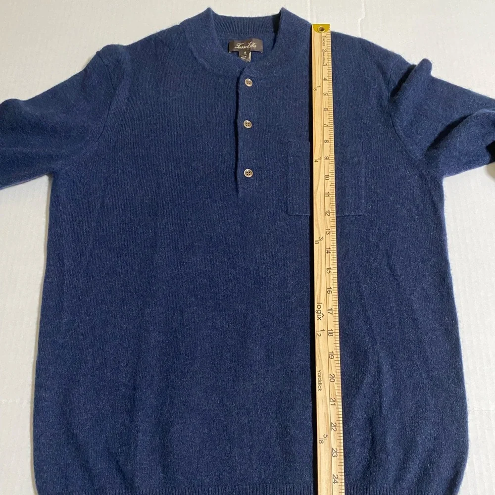 NWT Tasso Elba Men's 100% Cashmere Henley Sweater Navy Size S